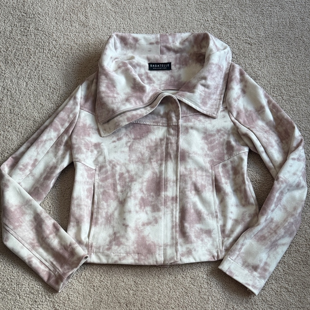 bagatelle Women's Pink & Cream Tie-Dye Jacket